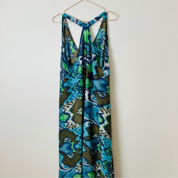 Zelle for she one size fits all maxi dress sleeveless blue patterned - Picture 6 of 8